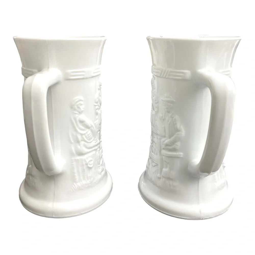 Set of 2 VTG White Milk Glass 6